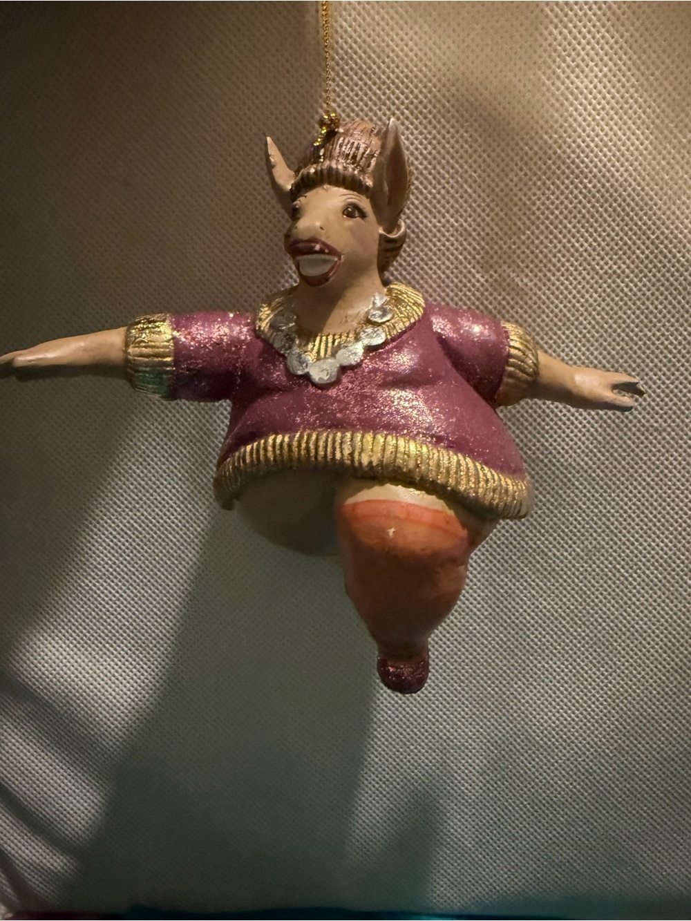 Whimsical Pink and Gold Animal Hanging Sculpture